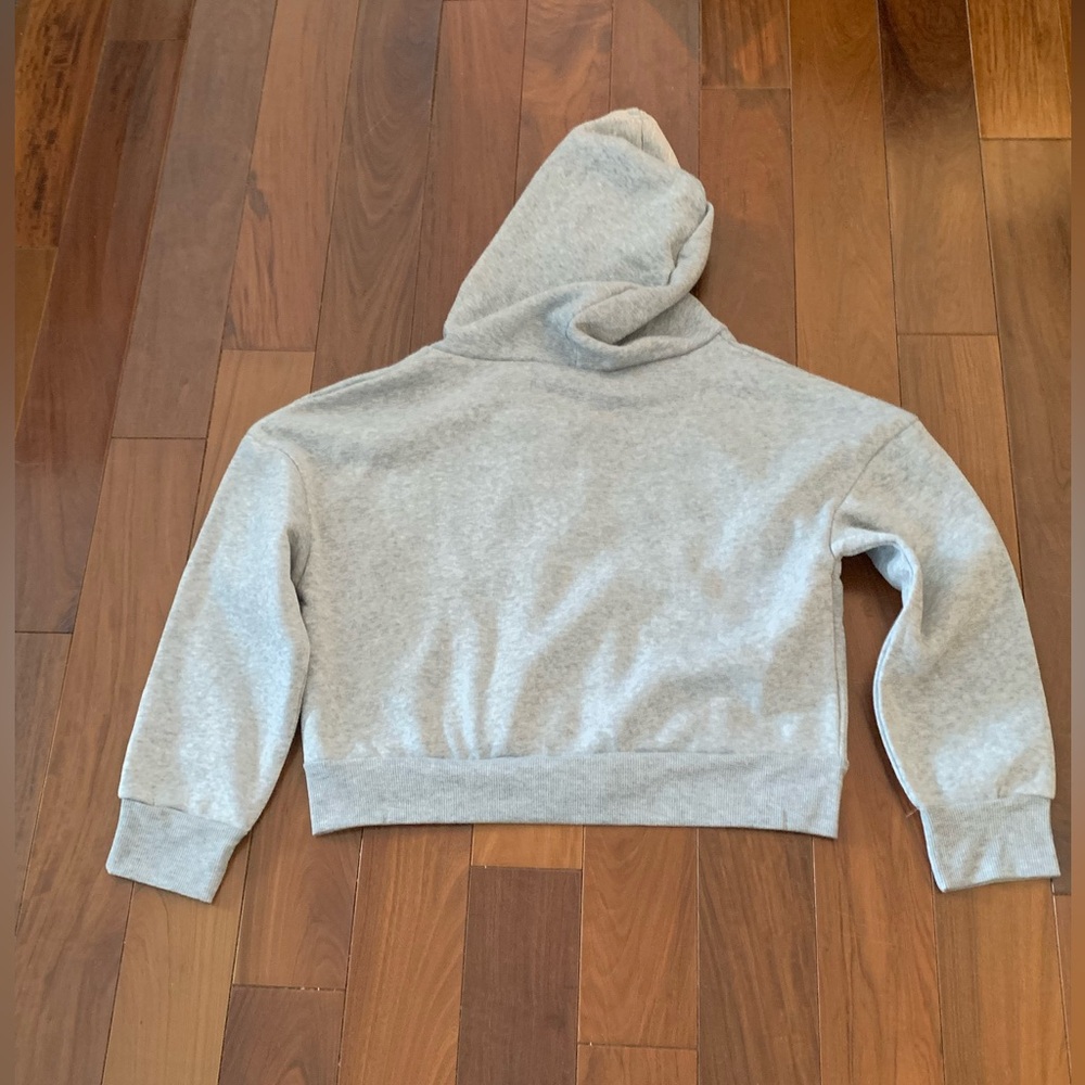 “Après Ski” Cropped Grey Hoodie Size S - Picture 3 of 4